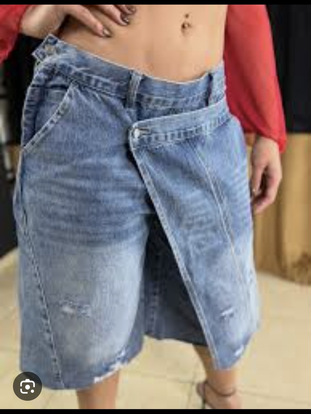 Women's Light Blue Denim Wrap Shorts